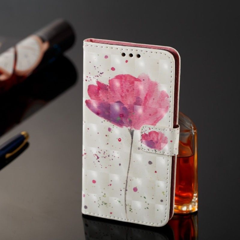 Lederhüllen Samsung Galaxy A6 Plus Handyhülle 3D Aquarellmohn