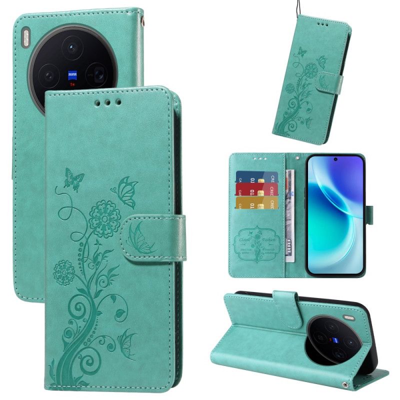 Lederhüllen Vivo X300 Schmetterlings- Und Blumenmuster