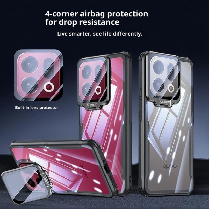 Hülle Für Oppo Find X9 Pro 5g Transparent Mit Ständer Und Kameraabdeckung