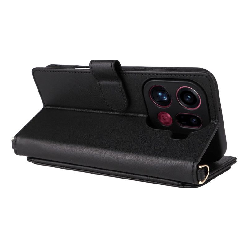 Lederhüllen Für Oppo Find X9 Pro 5g Gesteppt Mit Riemen