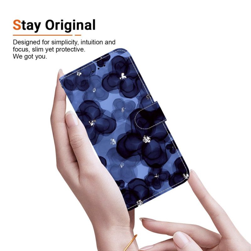 Lederhüllen Für Sony Xperia 10 Vii Blaues Blumenmuster