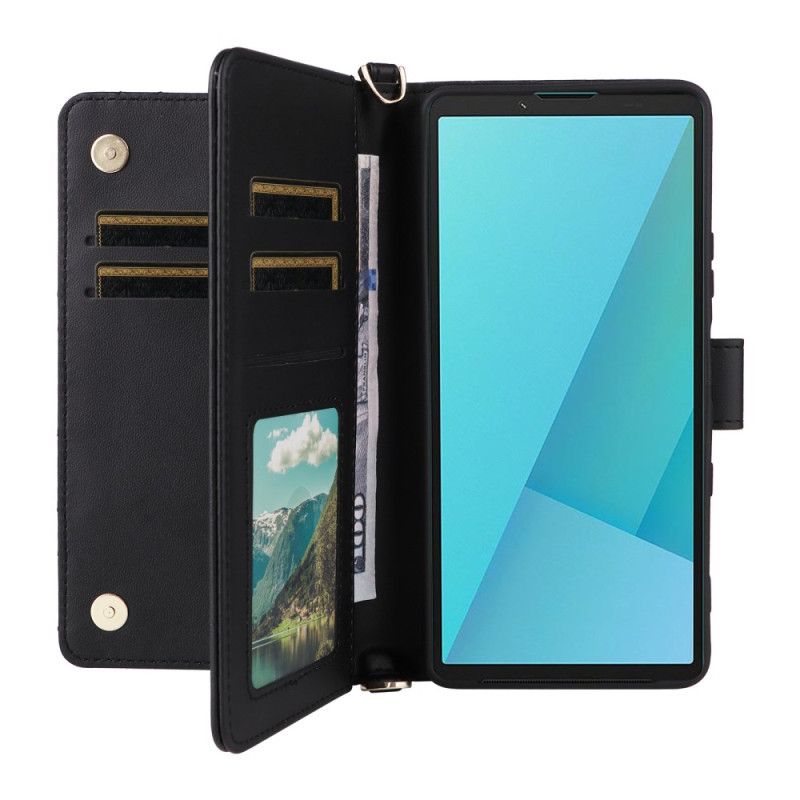 Lederhüllen Für Sony Xperia 10 Vii Gesteppt Mit Trageriemen Und Handschlaufe