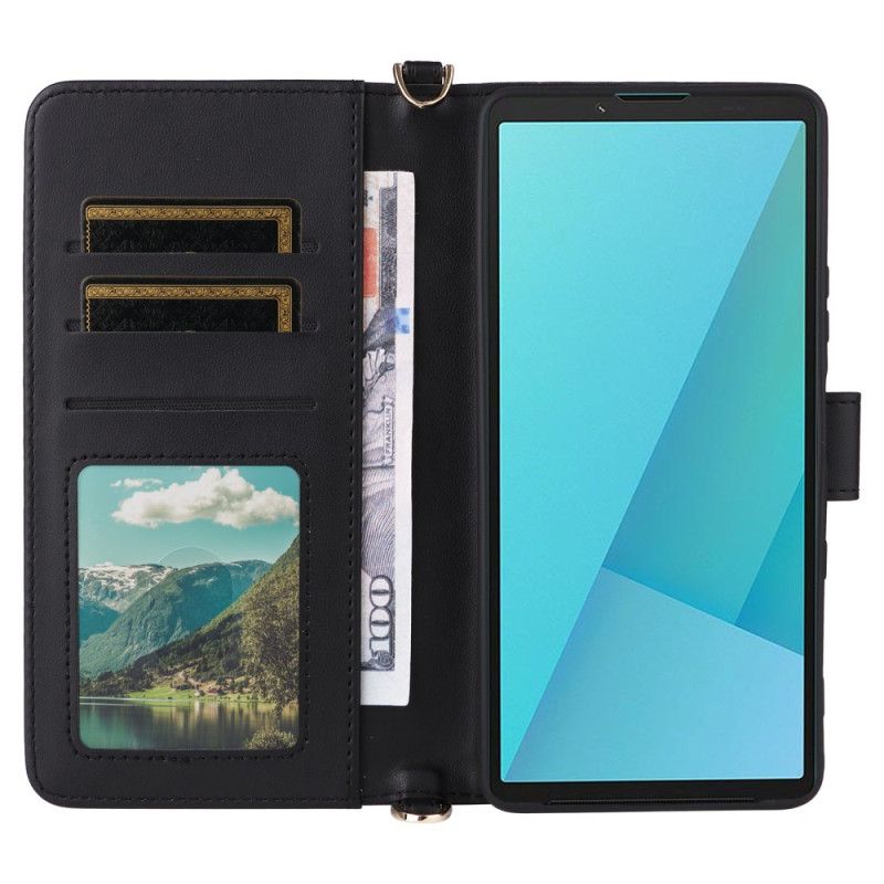 Lederhüllen Für Sony Xperia 10 Vii Gesteppt Mit Trageriemen Und Handschlaufe