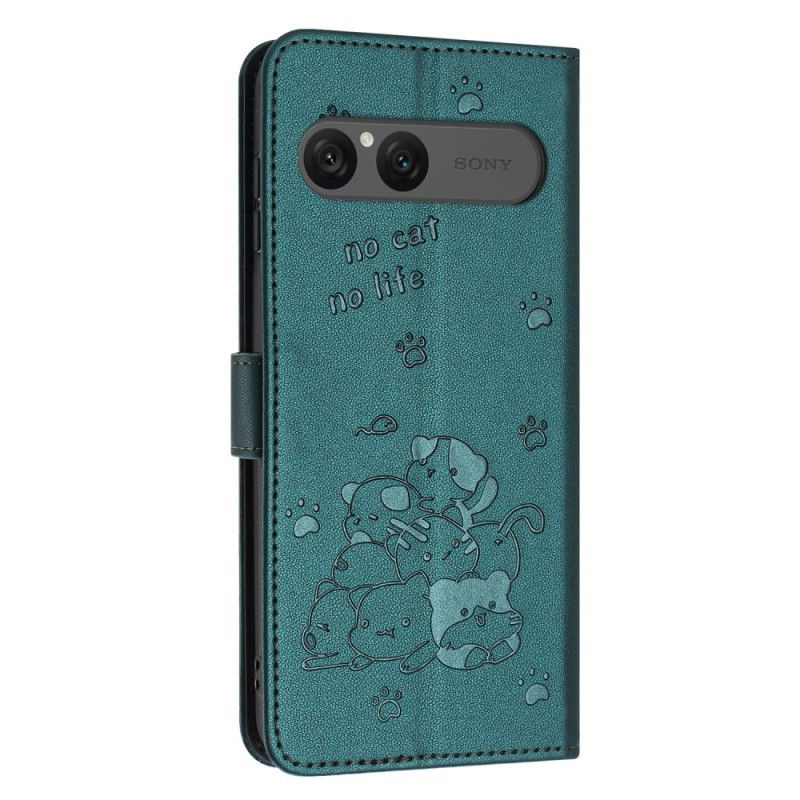Lederhüllen Für Sony Xperia 10 Vii Katzen Mit Riemen