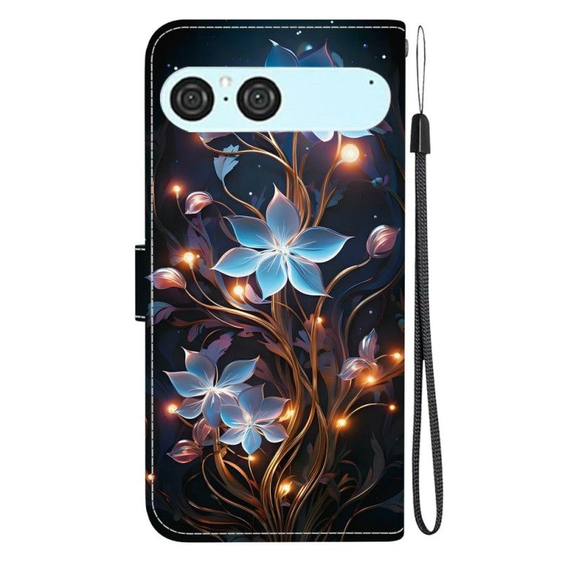 Lederhüllen Sony Xperia 10 Vii Blaues Blumenmuster