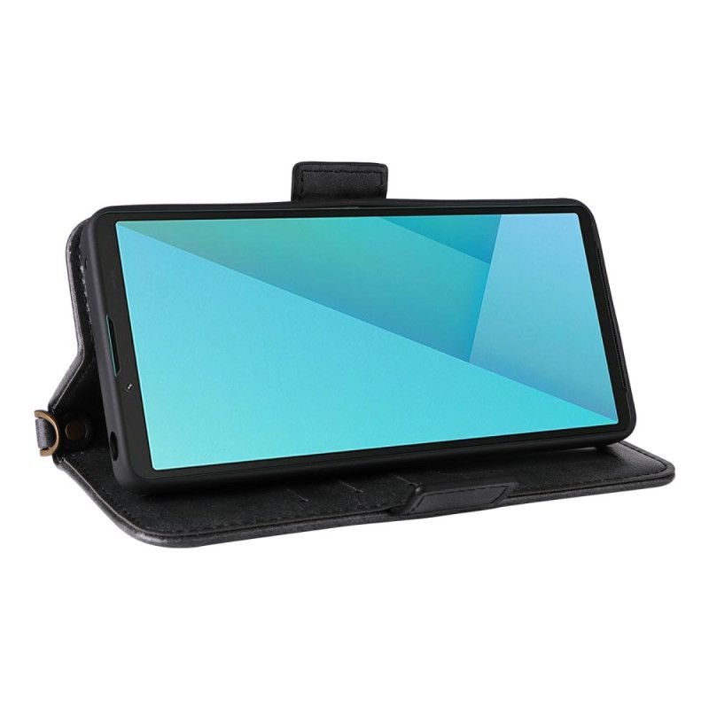 Lederhüllen Sony Xperia 10 Vii Geldbörse Mit Schulterriemen