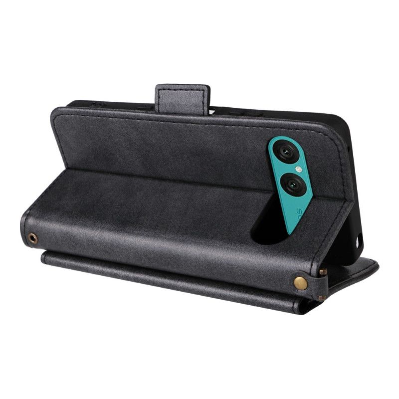 Lederhüllen Sony Xperia 10 Vii Geldbörse Mit Schulterriemen