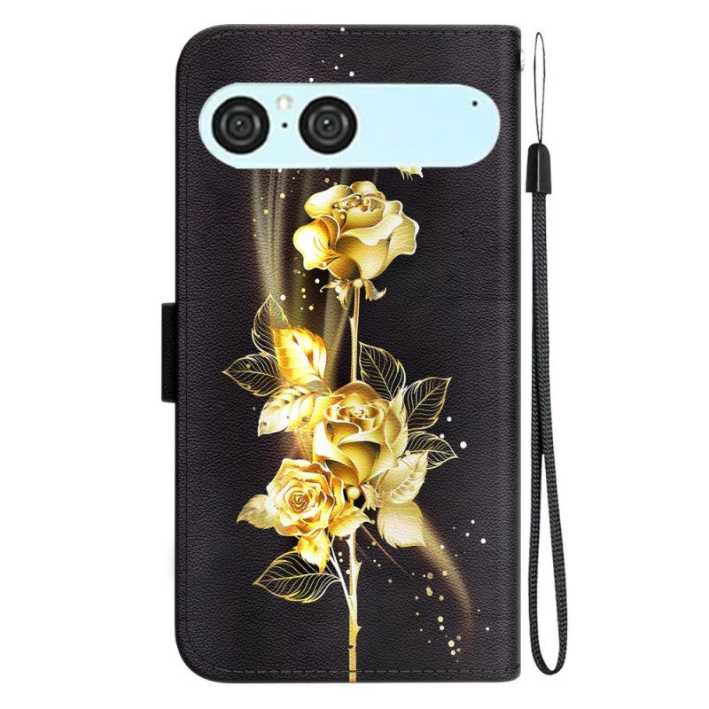 Lederhüllen Sony Xperia 10 Vii Goldene Und Rosa Schmetterlinge