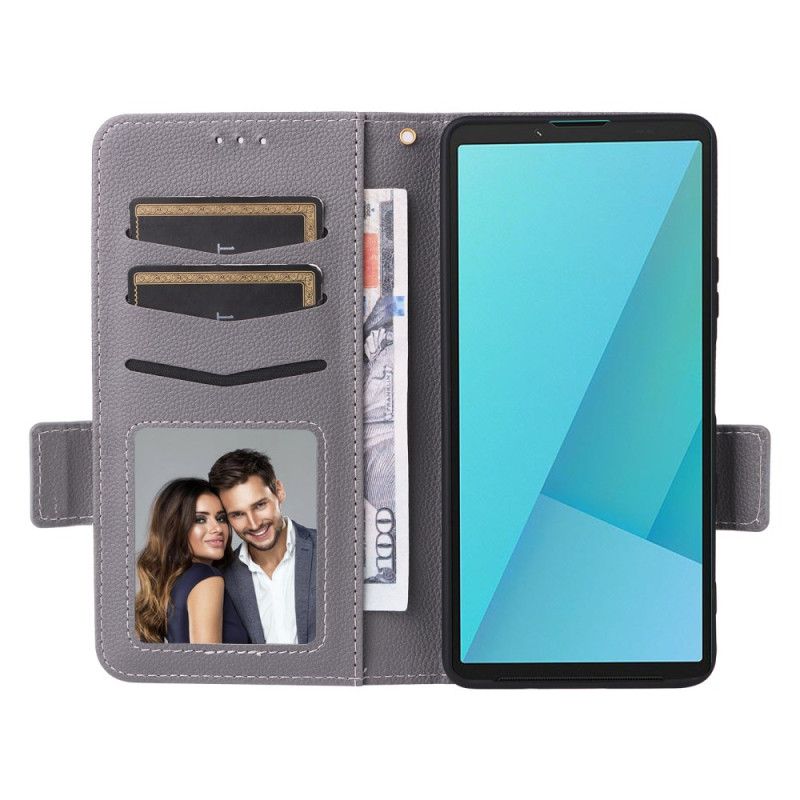 Lederhüllen Sony Xperia 10 Vii Handyhülle Kunstleder Mit Trageriemen