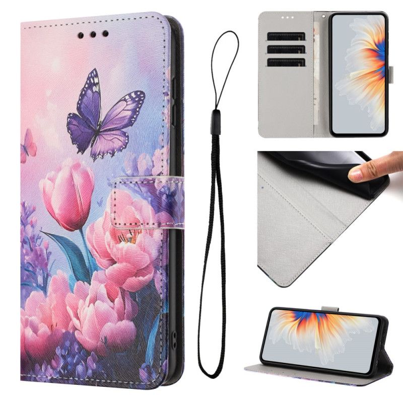 Lederhüllen Sony Xperia 10 Vii Handyhülle Rosa Blumenmuster