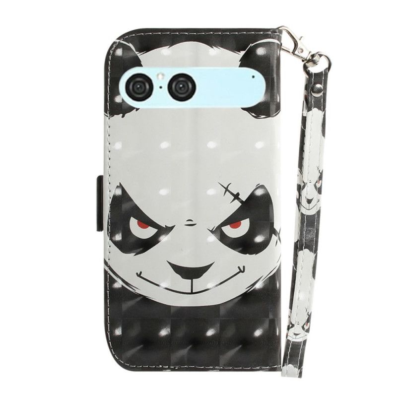 Lederhüllen Sony Xperia 10 Vii Lanyard Mit Wütendem Panda