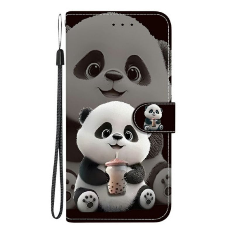 Lederhüllen Sony Xperia 10 Vii Panda Mit Babyflasche