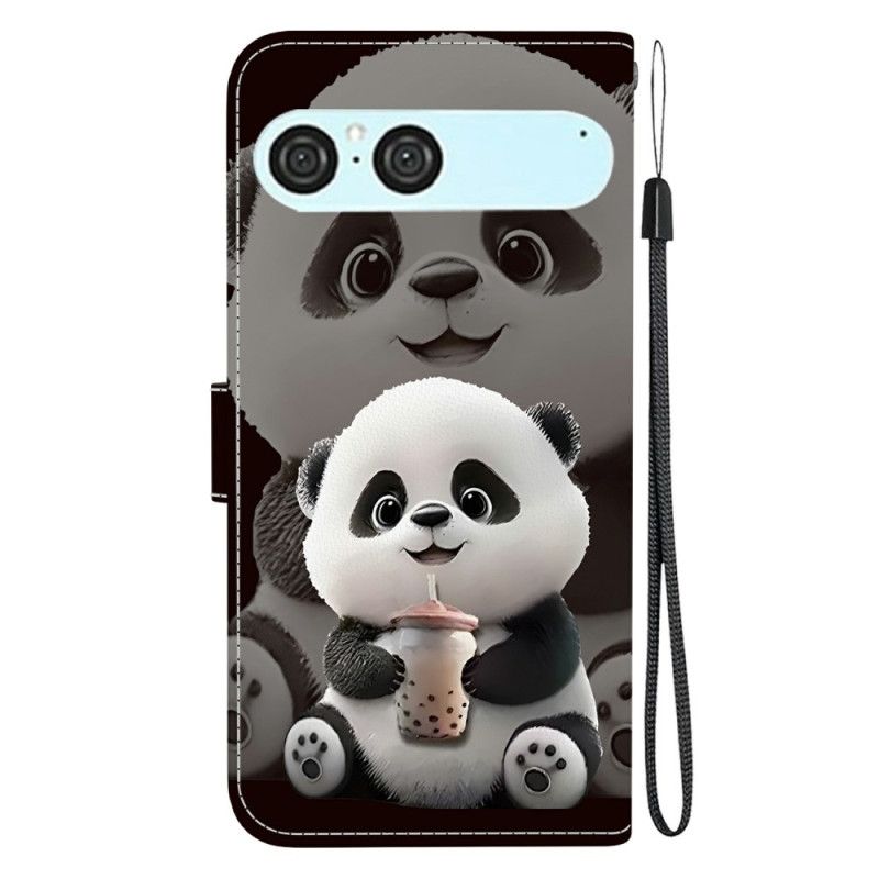 Lederhüllen Sony Xperia 10 Vii Panda Mit Babyflasche