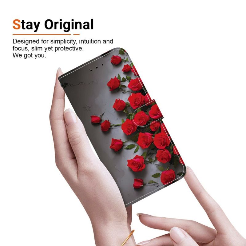 Lederhüllen Sony Xperia 10 Vii Rote Rosen