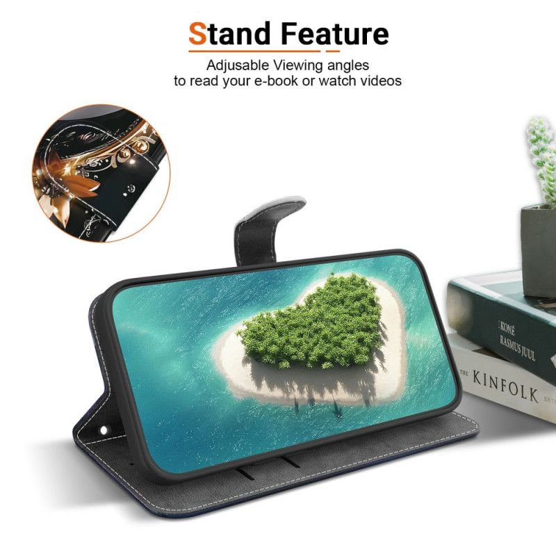 Lederhüllen Sony Xperia 10 Vii Schwarzes Und Goldenes Herz