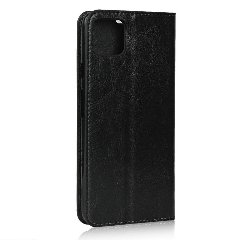 Flip Case Für Google Pixel 4 Schwarz Echtes Leder