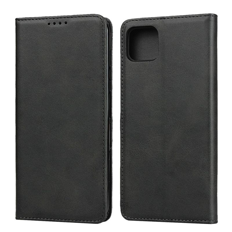 Flip Case Google Pixel 4 Schwarz Premium-Kunstledernähte