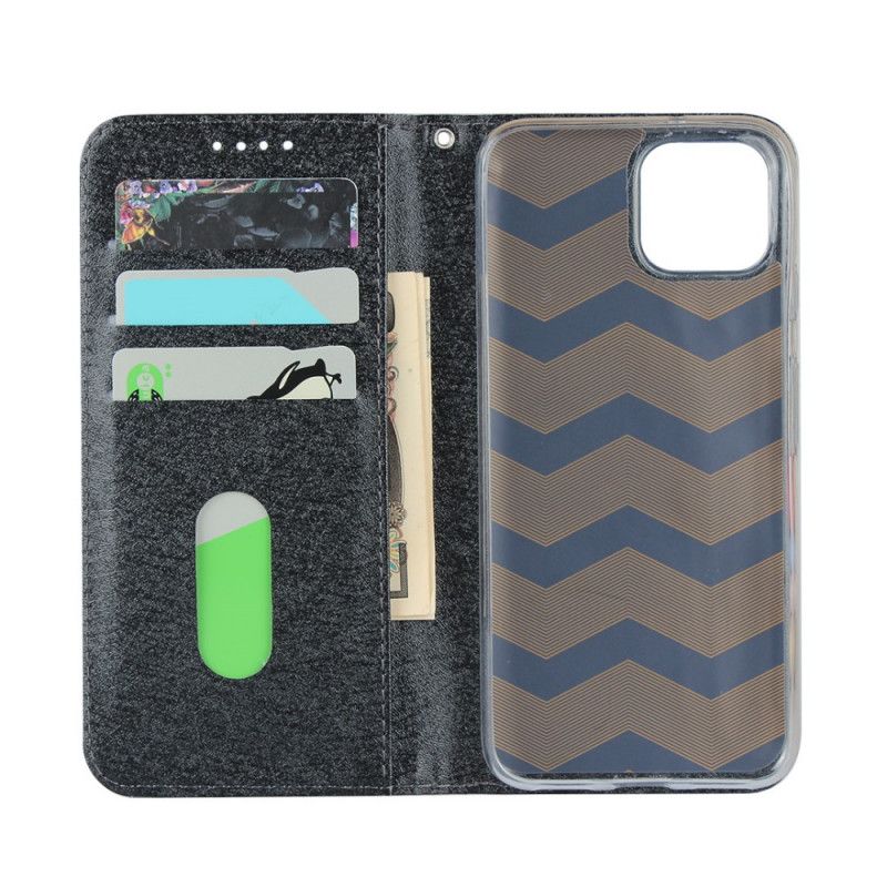 Flip Case Google Pixel 4 Schwarz Retro-Weichledereffekt Mit Tanga