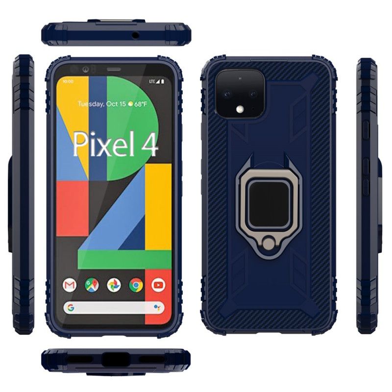 Hülle Für Google Pixel 4 Schwarz Ring Und Kohlefaser