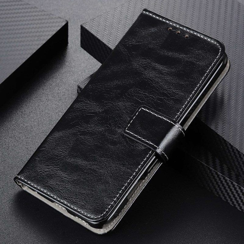 Flip Case Für Xiaomi Redmi A1 Lackiert Mit Sichtbaren Nähten