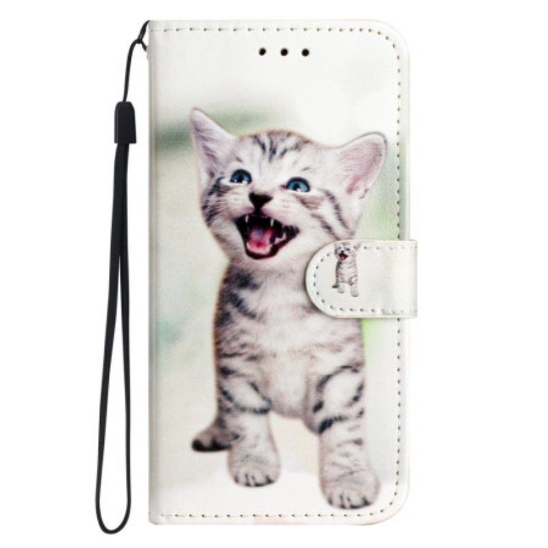 Flip Case Für Xiaomi Redmi A1 Mit Kordel Kleines Kätzchen Mit Riemen