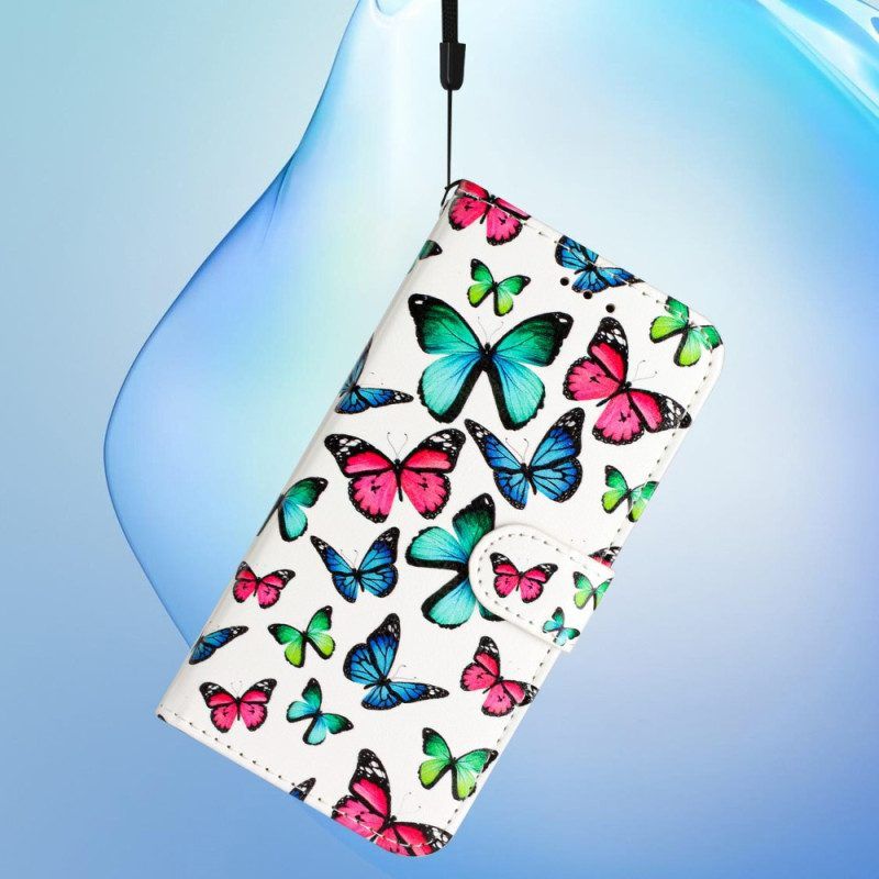 Flip Case Für Xiaomi Redmi A1 Mit Kordel Schmetterlinge Im Flug Mit Riemen