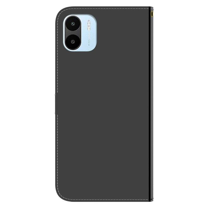 Flip Case Für Xiaomi Redmi A1 Spiegelimitat Aus Leder Mit Riemen