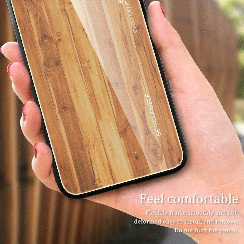 Hülle Für Xiaomi Redmi A1 Holzdesign Aus Gehärtetem Glas
