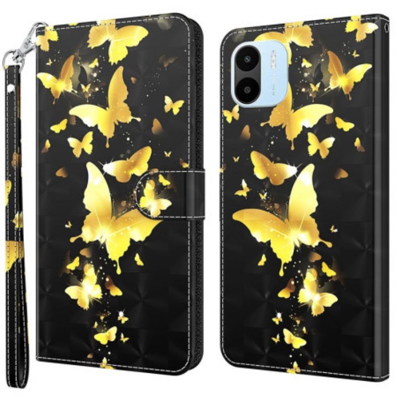 Lederhüllen Für Xiaomi Redmi A1 Gelbe Schmetterlinge