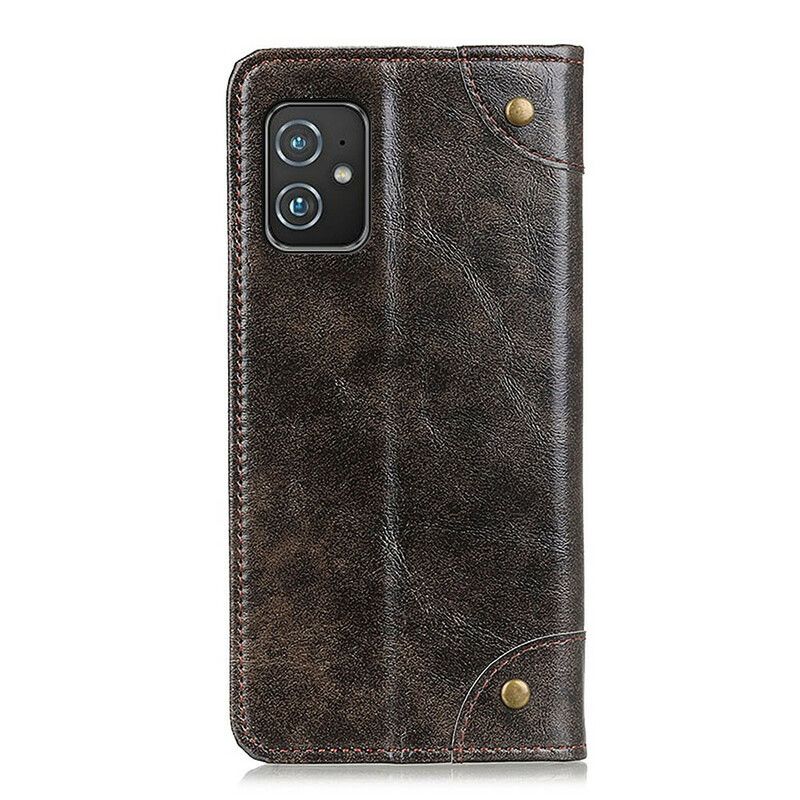 Flip Case Asus Zenfone 8 Spaltleder Vintage Nieten