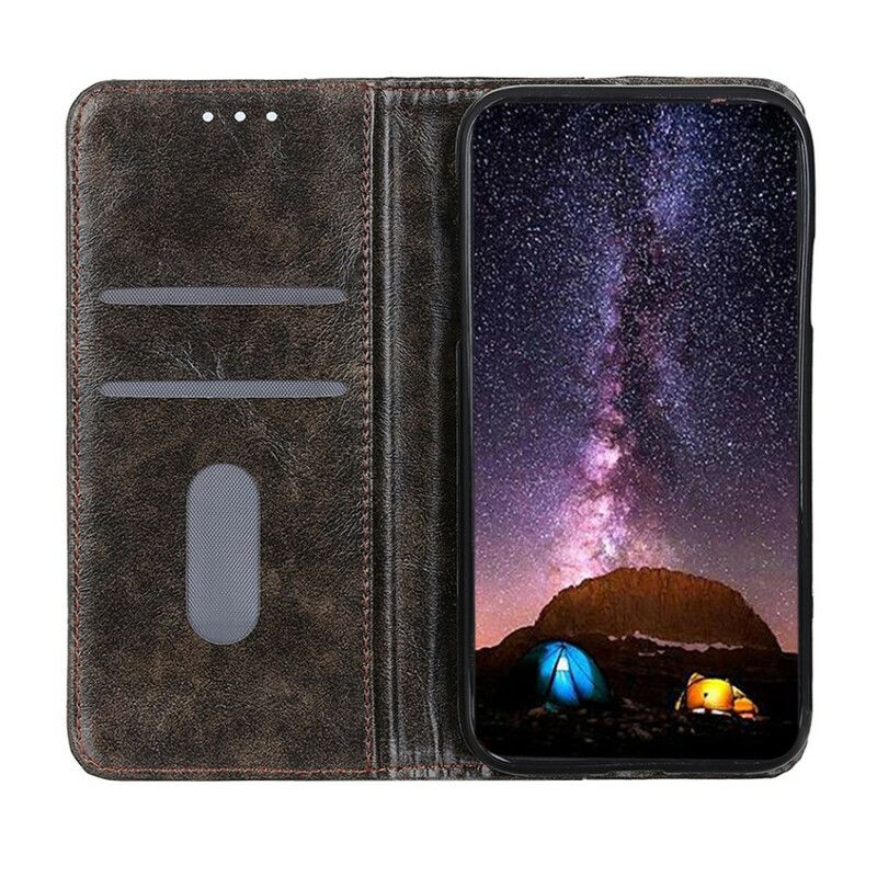 Flip Case Asus Zenfone 8 Spaltleder Vintage Nieten