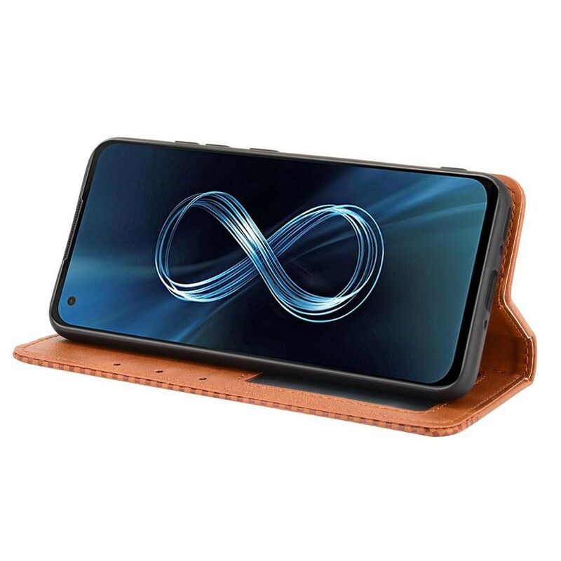 Flip Case Asus Zenfone 8 Stilisierter Vintage-ledereffekt