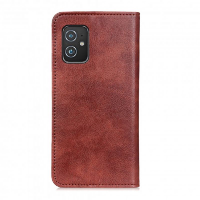 Flip Case Für Asus Zenfone 8 Einfach Gespaltenes Litschi-leder