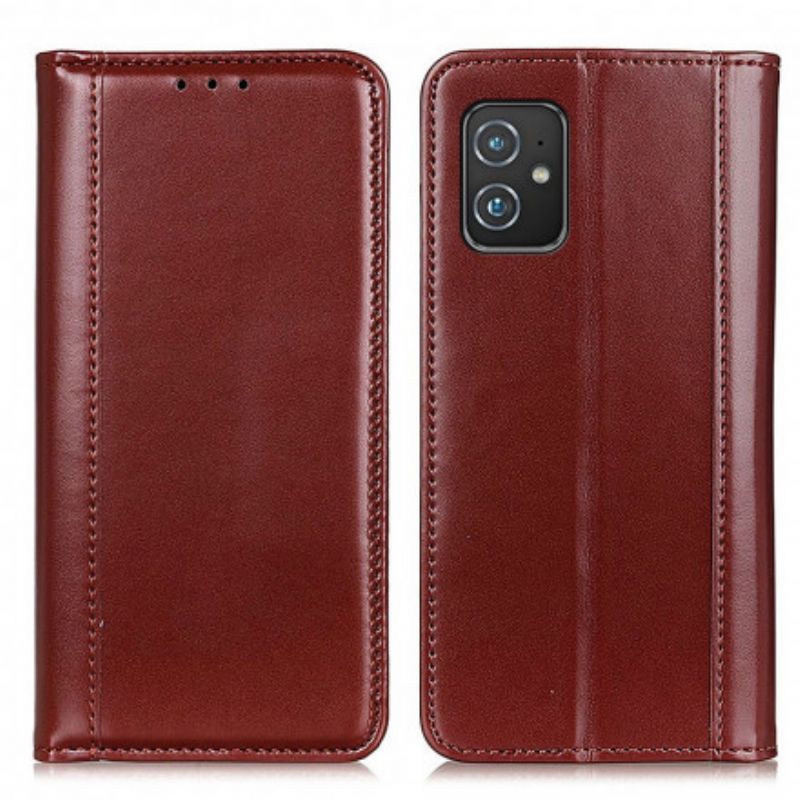 Flip Case Für Asus Zenfone 8 Glänzendes Spaltleder