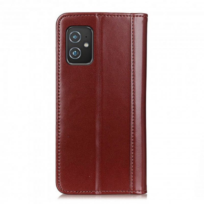 Flip Case Für Asus Zenfone 8 Glänzendes Spaltleder