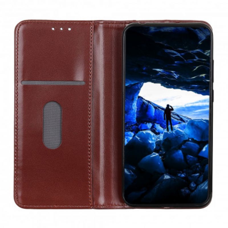 Flip Case Für Asus Zenfone 8 Glänzendes Spaltleder