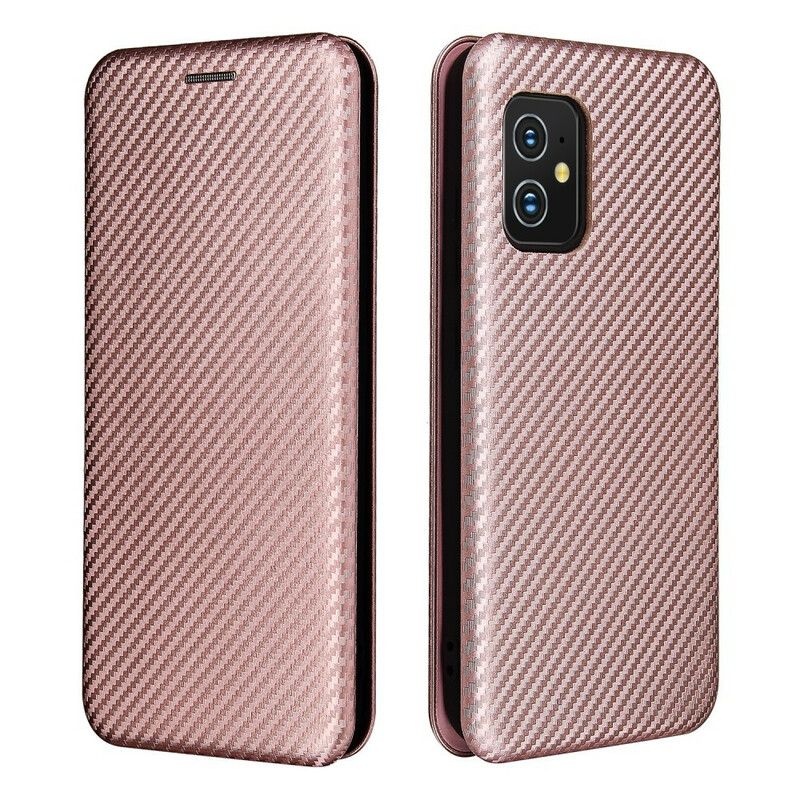 Flip Case Für Asus Zenfone 8 Kohlefaser Mit Stützring