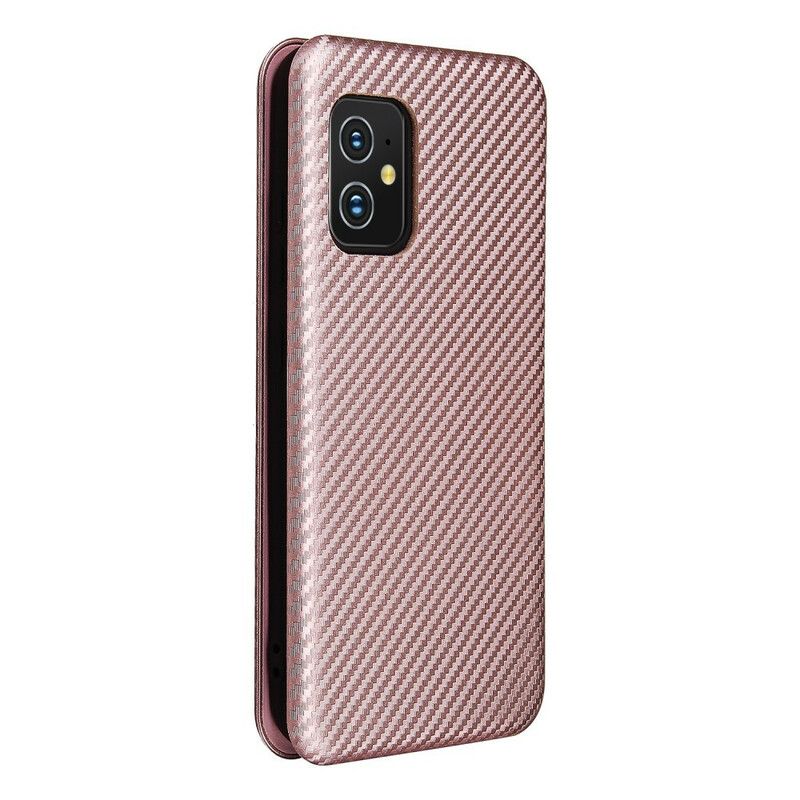 Flip Case Für Asus Zenfone 8 Kohlefaser Mit Stützring