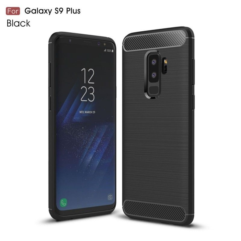 Hülle Samsung Galaxy S9 Plus Schwarz Gebürstete Kohlefaser