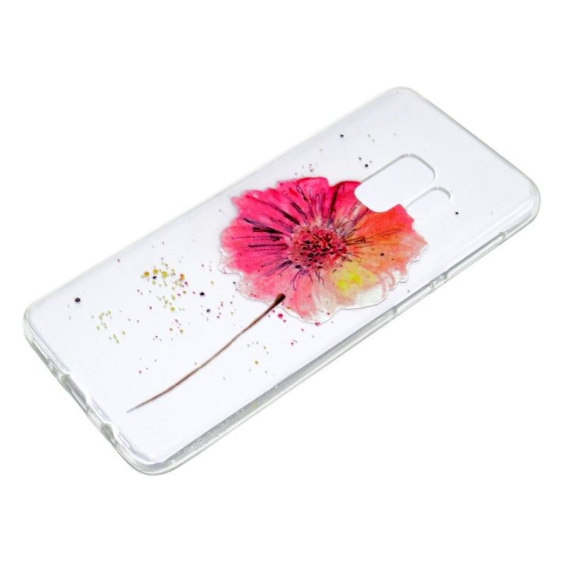 Hülle Samsung Galaxy S9 Plus Transparente Aquarellmohnblume