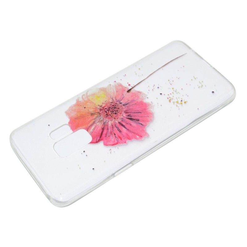 Hülle Samsung Galaxy S9 Plus Transparente Aquarellmohnblume