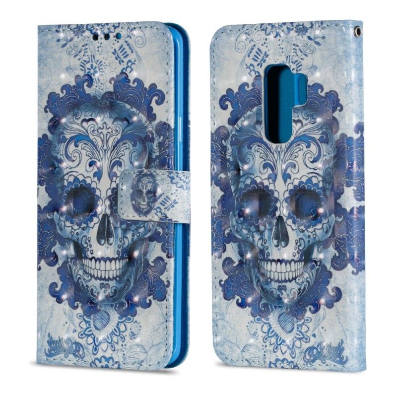 Lederhüllen Für Samsung Galaxy S9 Plus Blauer Schädel