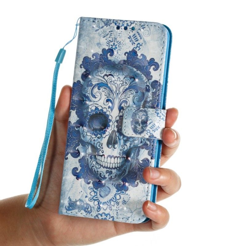 Lederhüllen Für Samsung Galaxy S9 Plus Blauer Schädel