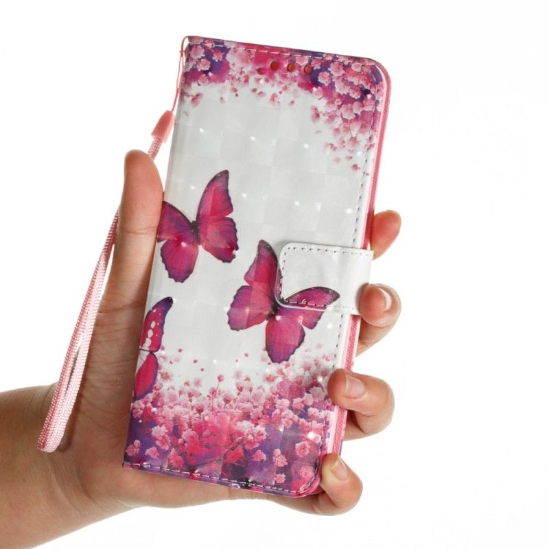 Lederhüllen Samsung Galaxy S9 Plus Handyhülle 3D Rote Schmetterlinge