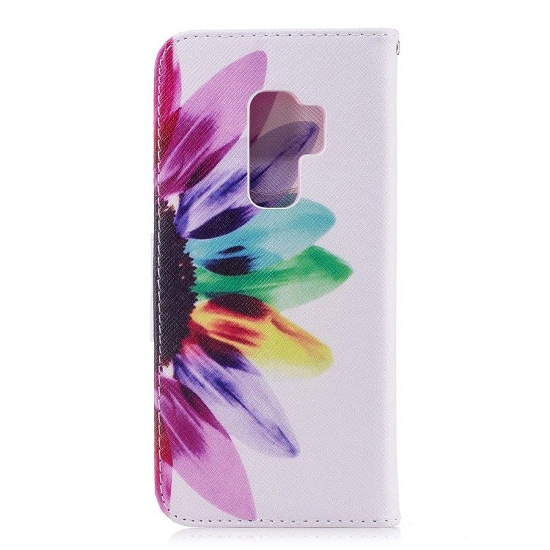 Lederhüllen Samsung Galaxy S9 Plus Handyhülle Aquarellblume