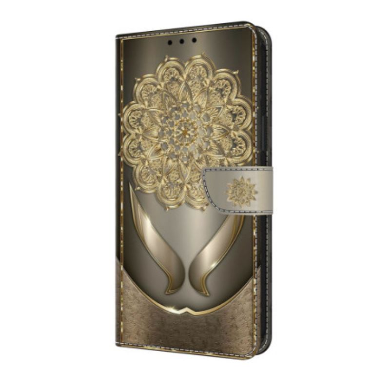 Lederhüllen Samsung Galaxy A17 4g / 5g Goldenes Blumenmuster