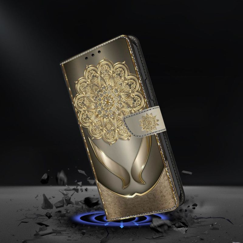 Lederhüllen Samsung Galaxy A17 4g / 5g Goldenes Blumenmuster