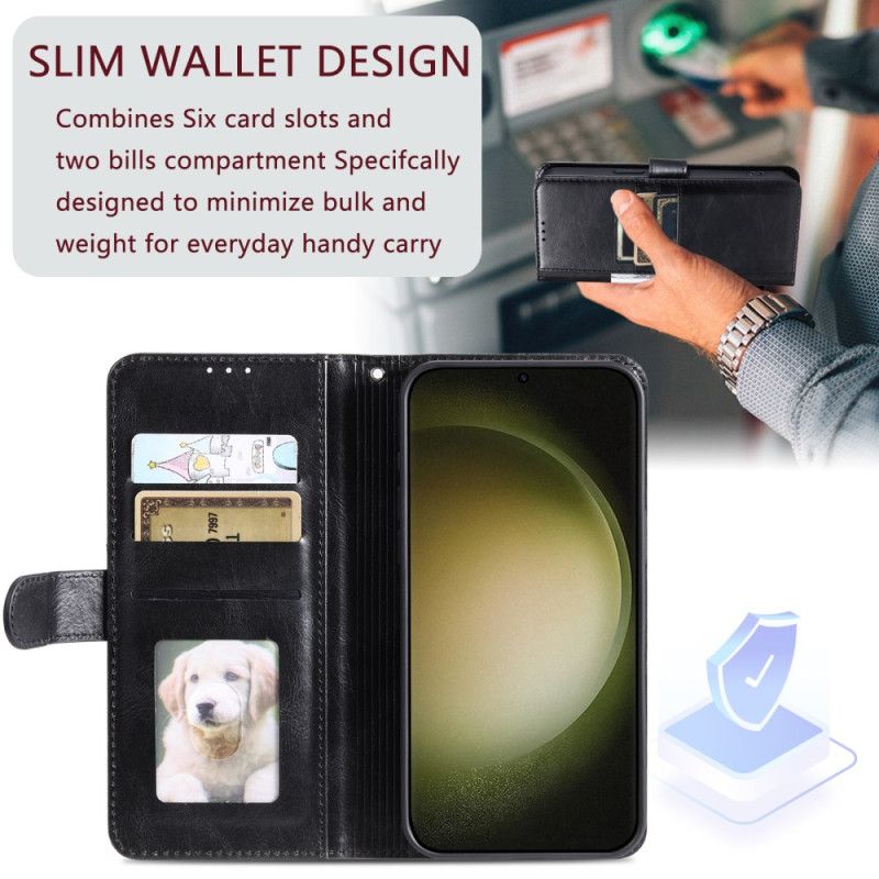 Lederhüllen Samsung Galaxy A17 4g / 5g Handyhülle 6 Kartenfächer Und Lanyard