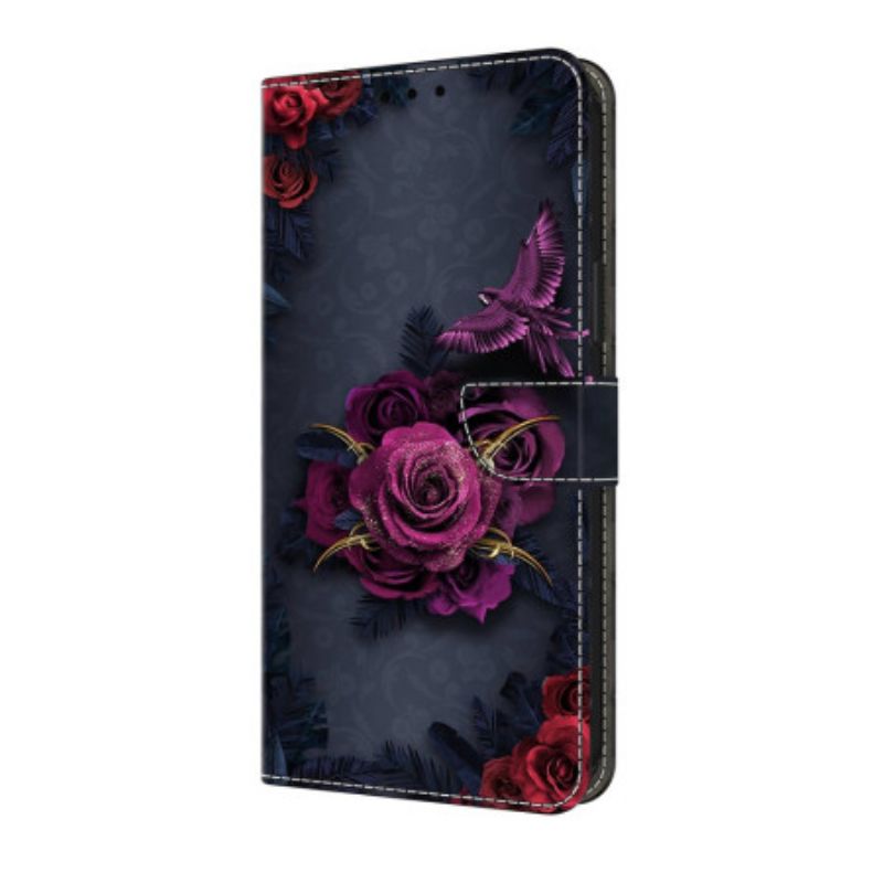 Lederhüllen Samsung Galaxy A17 4g / 5g Violette Blumen