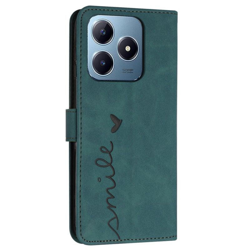 Lederhüllen Realme Note 60 Handyhülle Tragegurt Mit Smiley-gesicht